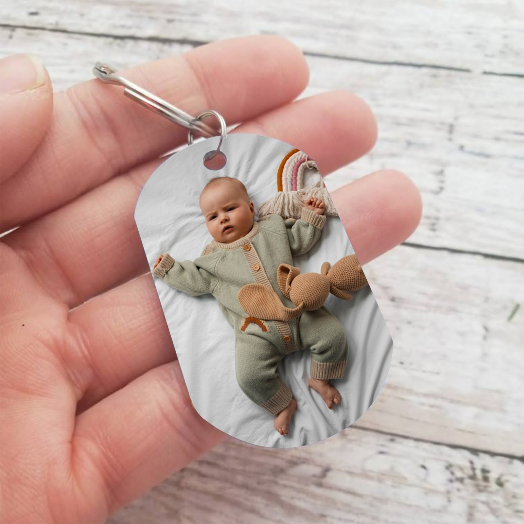Personalisierte Namen & Datum & Uhr & Foto Schlüsselanhänger für Mama