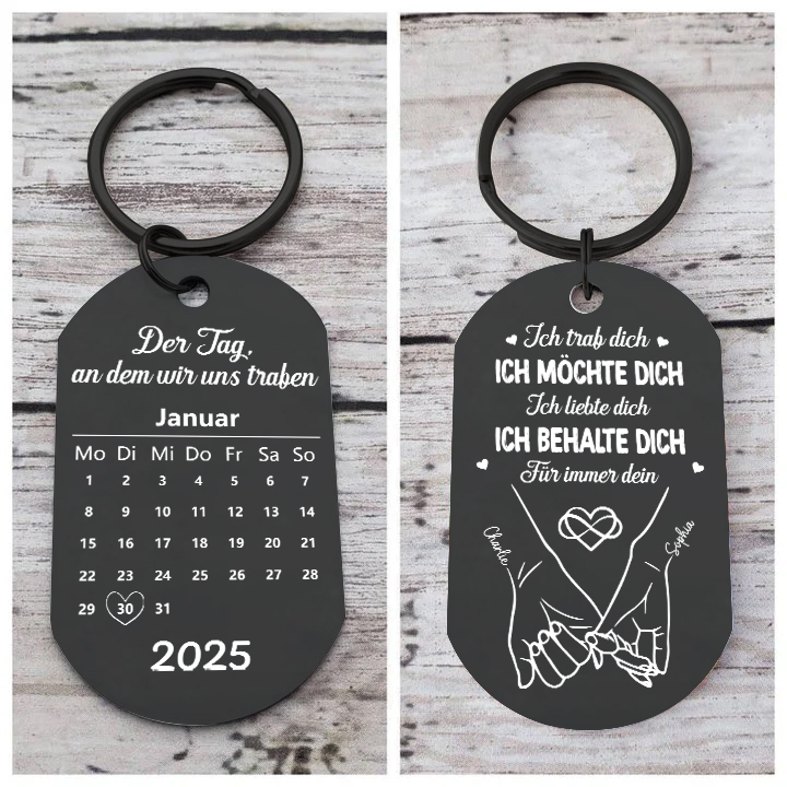 Personalisierter mit 2 Namen & 1 Datum & 1 Jahr Schlüsselanhänger - Der Tag, an dem wir uns trafen