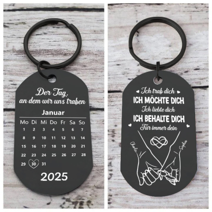Personalisierter mit 2 Namen & 1 Datum & 1 Jahr Schlüsselanhänger - Der Tag, an dem wir uns trafen