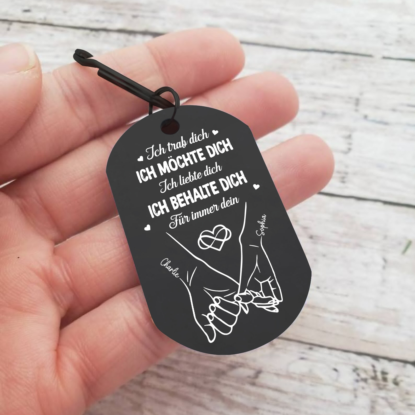 Personalisierter mit 2 Namen & 1 Datum & 1 Jahr Schlüsselanhänger - Der Tag, an dem wir uns trafen