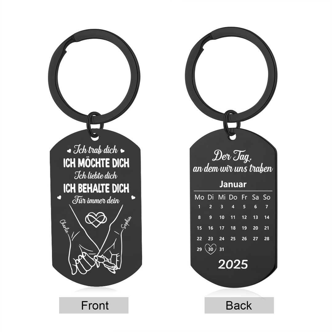 Personalisierter mit 2 Namen & 1 Datum & 1 Jahr Schlüsselanhänger - Der Tag, an dem wir uns trafen