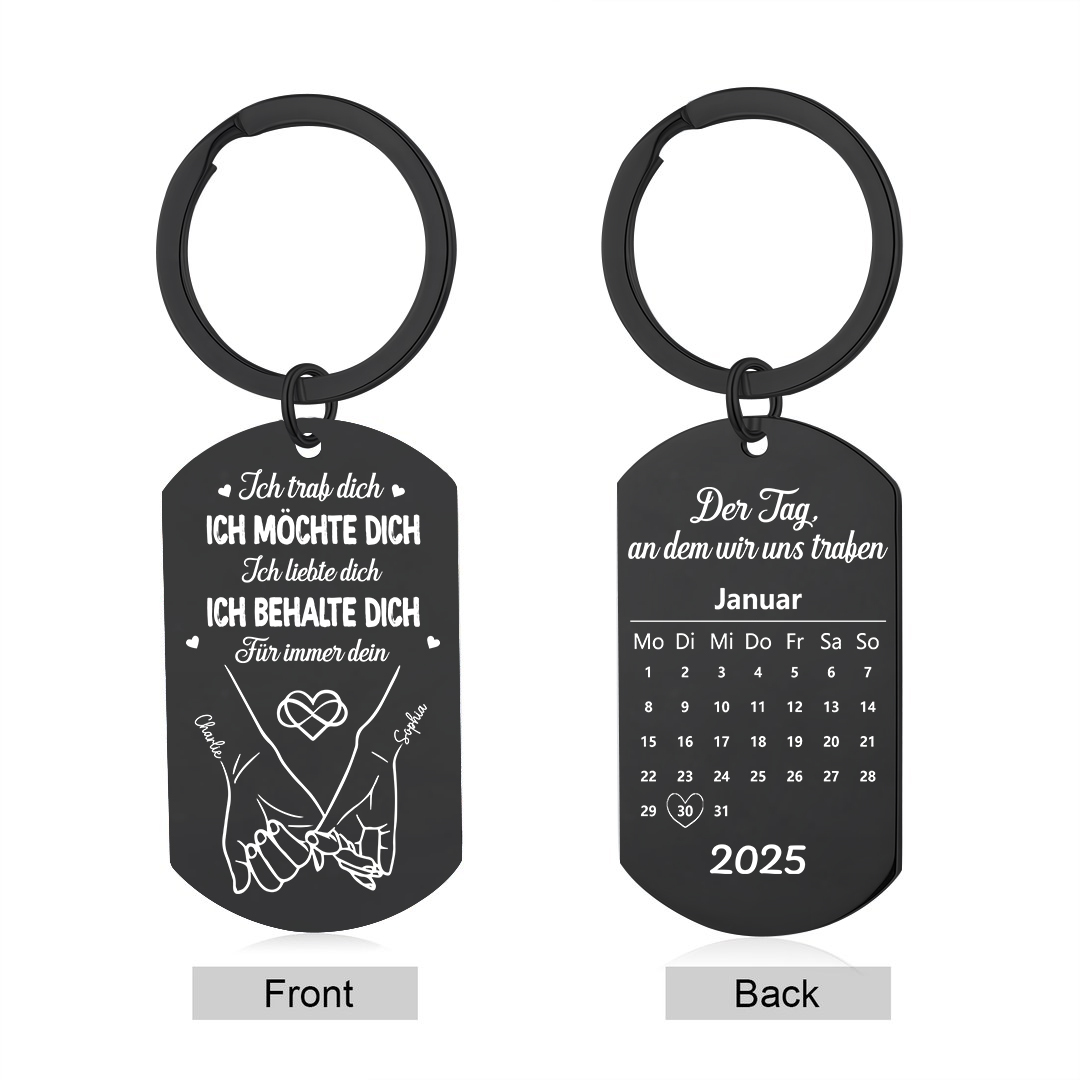Personalisierter mit 2 Namen & 1 Datum & 1 Jahr Schlüsselanhänger - Der Tag, an dem wir uns trafen