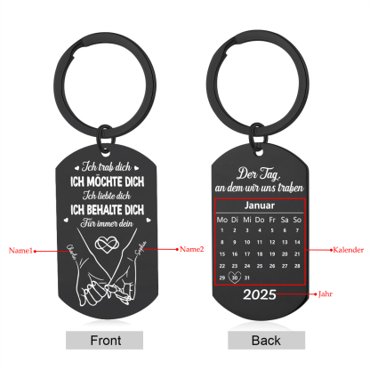 Personalisierter mit 2 Namen & 1 Datum & 1 Jahr Schlüsselanhänger - Der Tag, an dem wir uns trafen