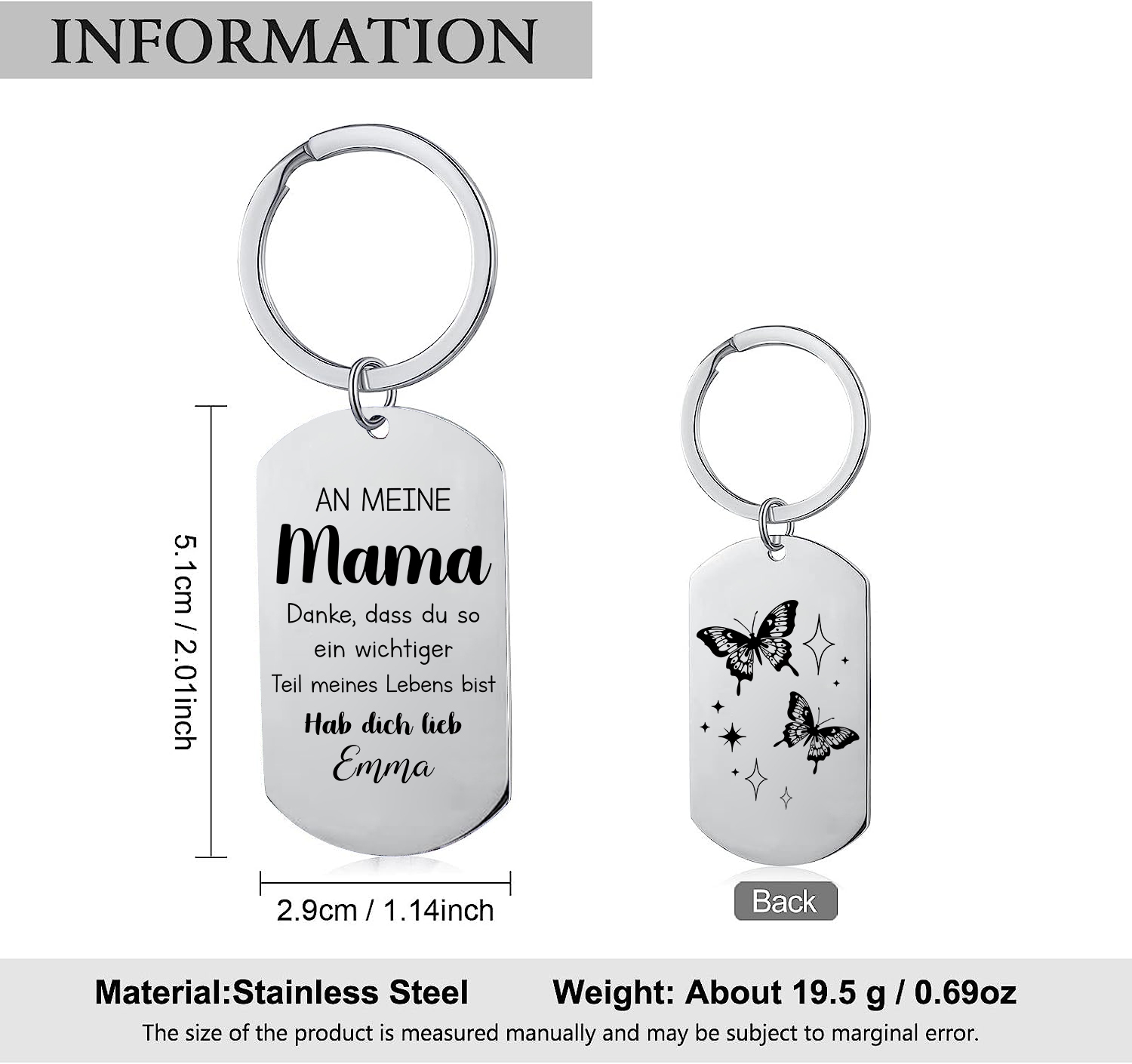 Personalisierbarer Name Schlüsselanhänger-Danke, dass du so ein wichtiger Teil meines Lebens bist -Geschenk für Mutter