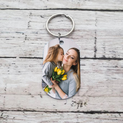 Personalisierbarer Foto & Text Schlüsselanhänger-Scheiß auf Muttertag/Vatertag, Ich hab dich JEDEN TAG lieb!