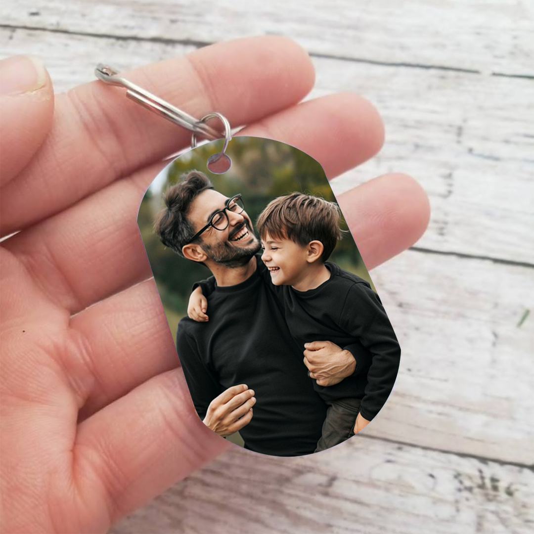Personalisierbarer Foto && Name & 3 Daten Schlüsselanhänger-Legende-Ehemann-Opa