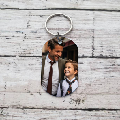 Personalisierbarer Foto & 2-7 Namen Schlüsselanhänger mit Faust-Best Papa aller Zeiten!