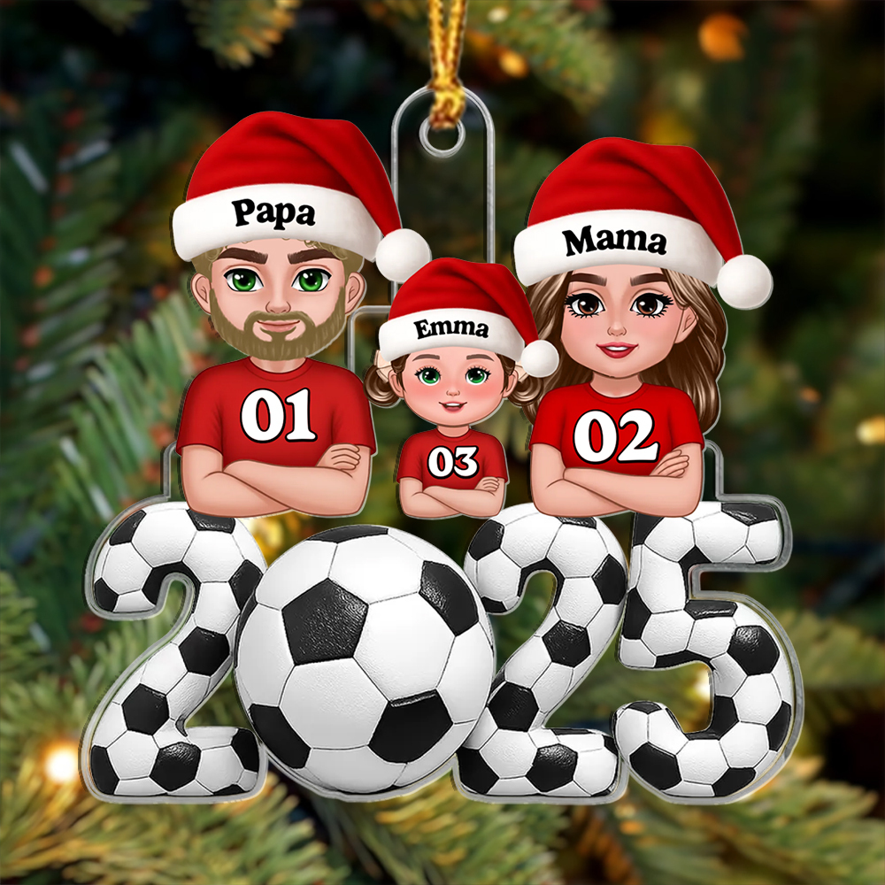 Personalised Family Football Christmas Ornament 2025