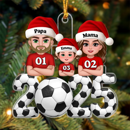 Personalised Family Football Christmas Ornament 2025