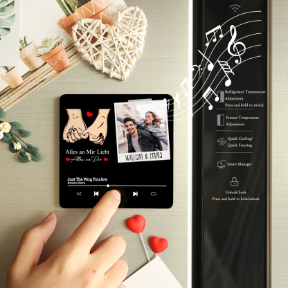 Personalisiertes Foto & Lied & 2 Namen Acryl Holz Kühlschrankmagnet mit Musikfunktion Alles an mir liebt Alles an dir Geschenk für Paar