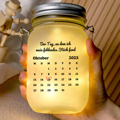 Personalisierte LED-Lampe im Einmachglas mit Teddybären-Paar