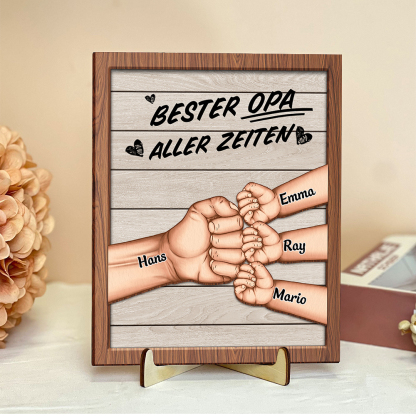 „Bester Opa aller Zeiten“ Personalisierte Holztafel für Opa mit Enkelnamen