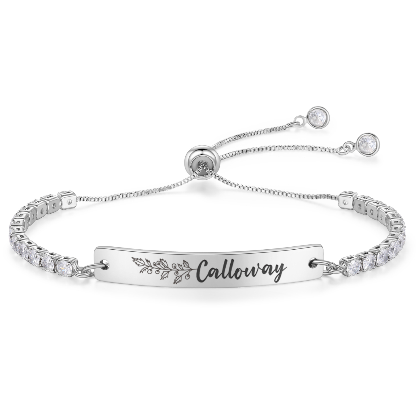 Personalisiertes Tennisarmband mit Zirkonia und individueller Gravur von Name, Datum, Koordinaten oder Geburtsblume – Geschenk zum Jahrestag, Geburtstag oder zu Weihnachten für Freundin oder Ehefrau | Kettenmachen