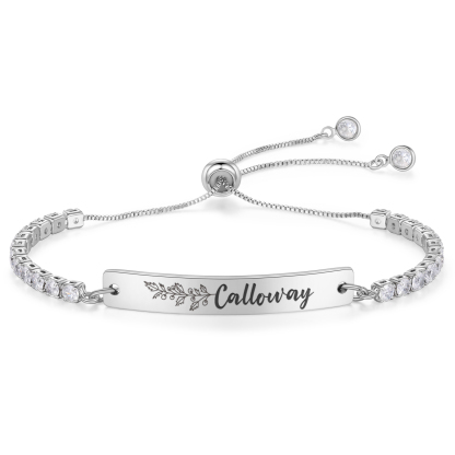 Personalisiertes Tennisarmband mit Zirkonia und individueller Gravur von Name, Datum, Koordinaten oder Geburtsblume – Geschenk zum Jahrestag, Geburtstag oder zu Weihnachten für Freundin oder Ehefrau | Kettenmachen