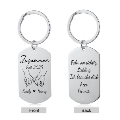 Personalisierter Edelstahl-Schlüsselanhänger Hände für Paar — "Ich brauche dich"