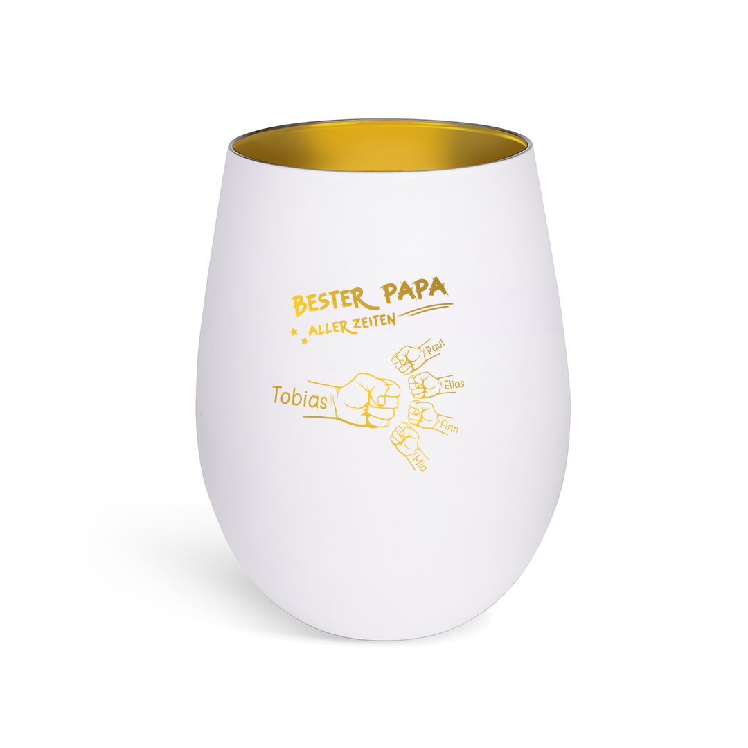 Personalisierter Glas Kerzenhalter „Bester Papa aller Zeiten“ individuell mit 2–7 Fäusten und Namen