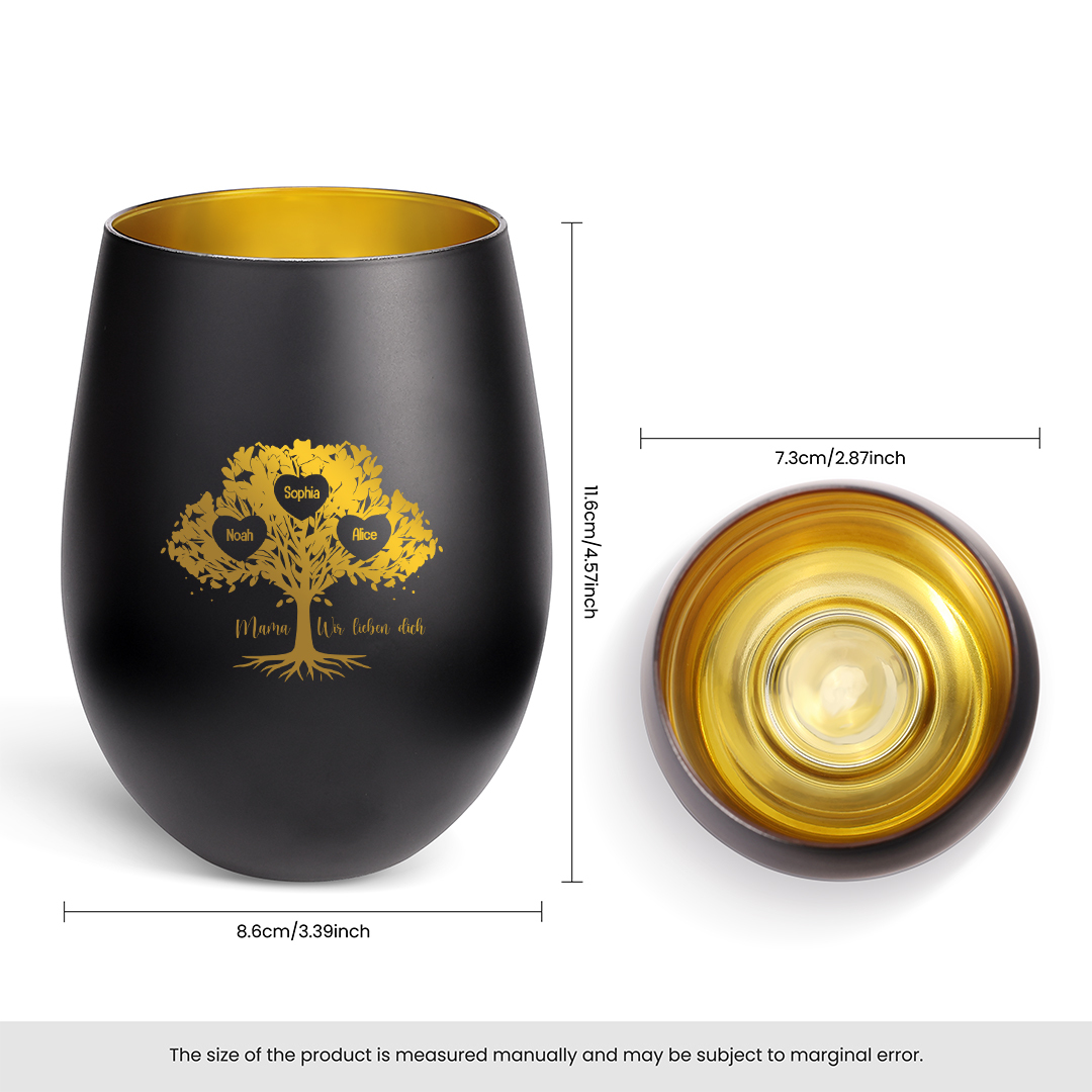 Personalisierter Kerzenhalter aus Glas mit Familienbaum, mit bis zu 10 Namen personalisiert