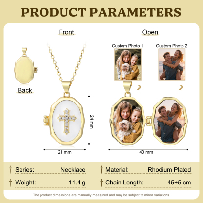 Personalisierte Kreuz Medaillon Halskette mit 2 Fotos personalisiert