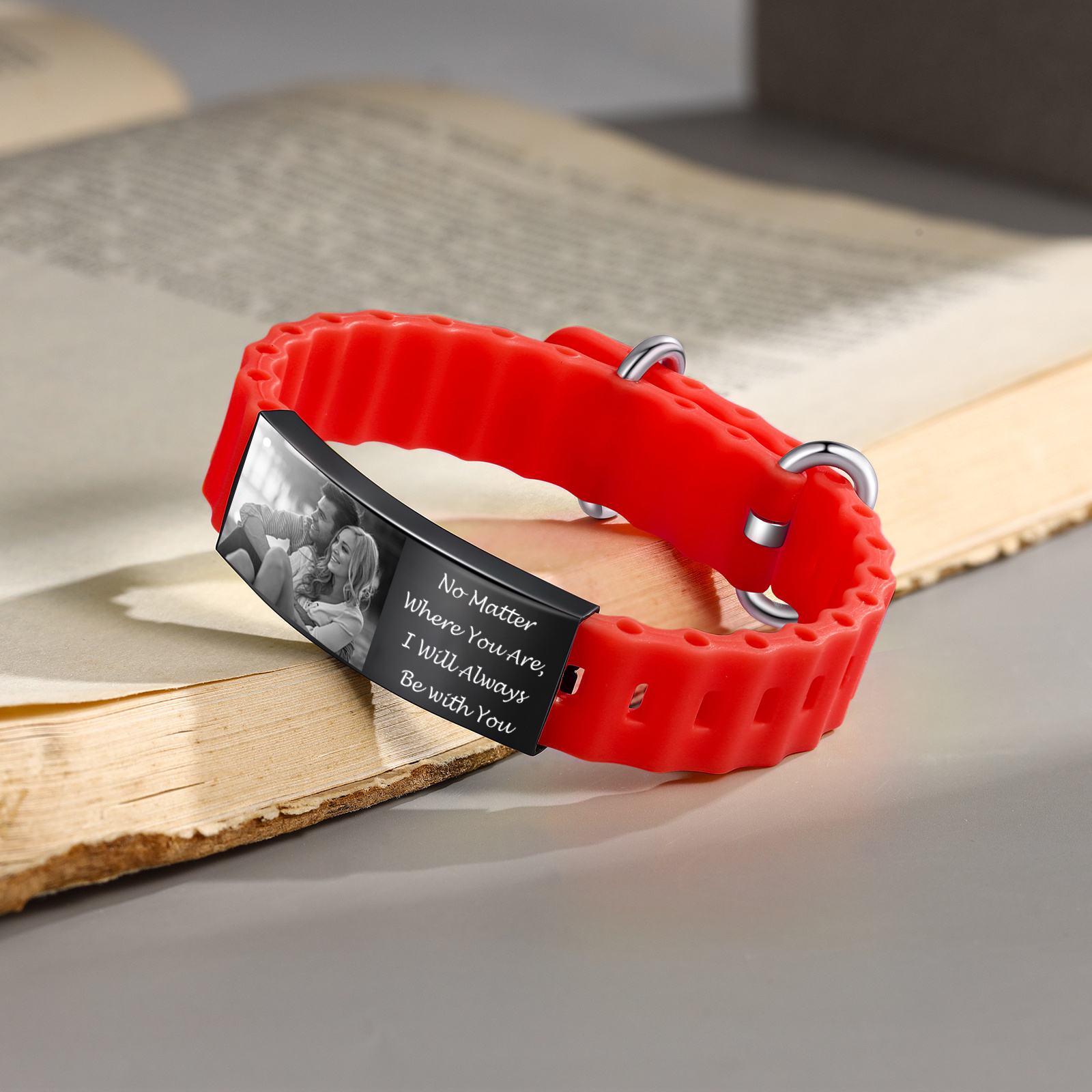 Personalisiertes Herren-Fotoarmband – Gravur & Text
