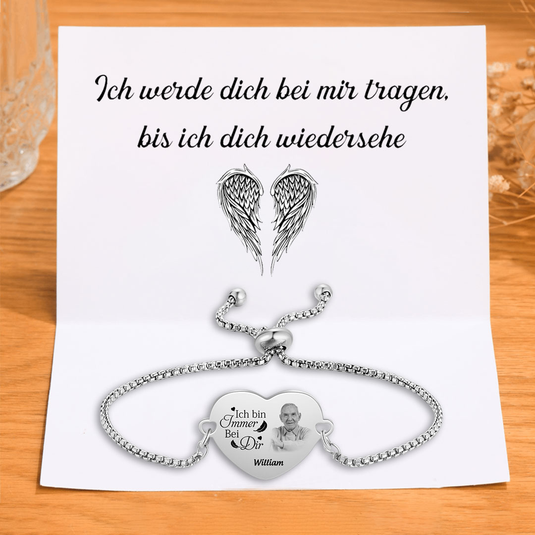 Personalisiertes Foto-Herz-Armband –Ich bin immer bei dir Erinnerungsgeschenk