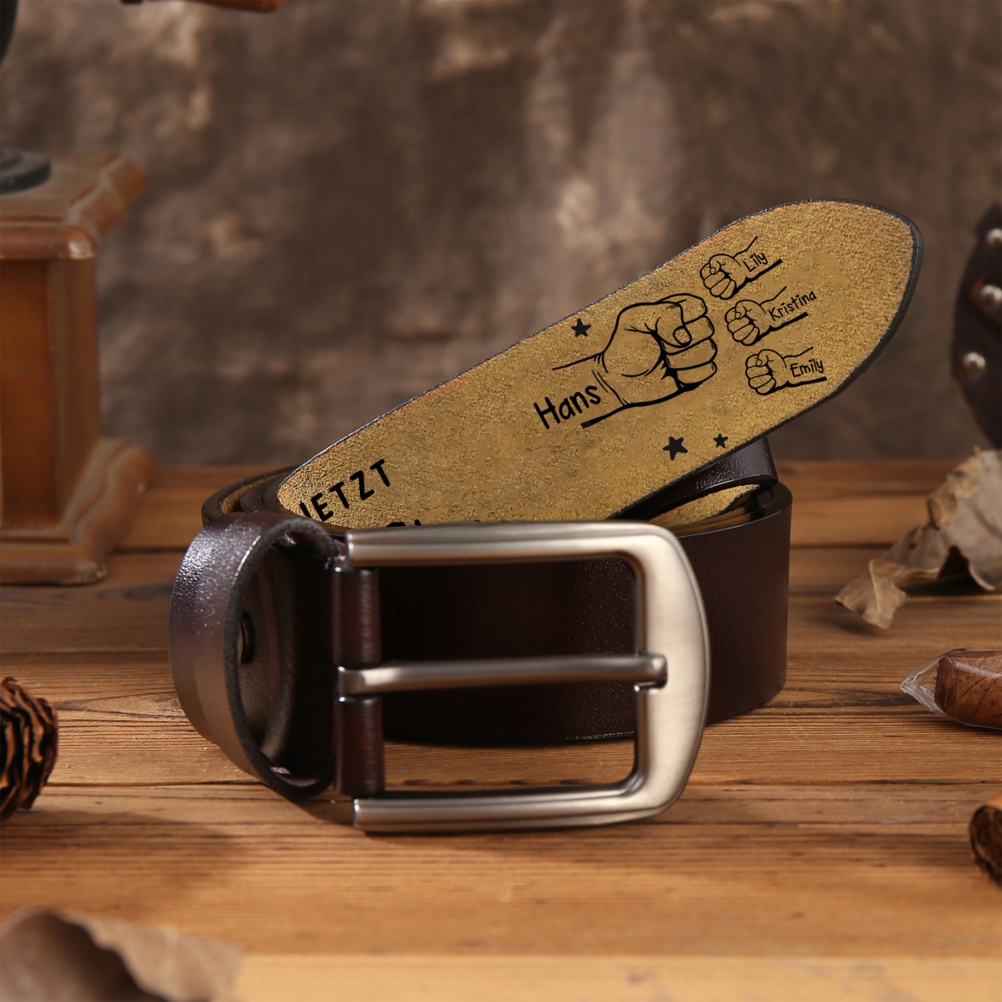 Personalisierter Ledergürtel mit individueller Gravur – Geburtstagsgeschenk für Opa