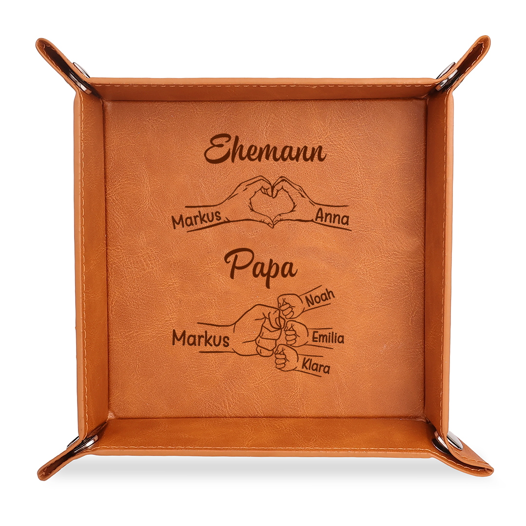 Personalisierte Ablageschale aus Leder Geschenk für Papa & Ehemann