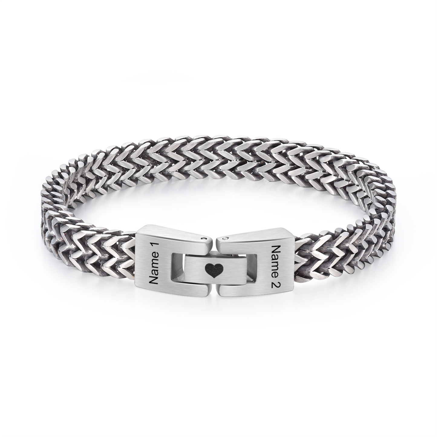 Personalisiertes Herren-Armband mit kubanischer Gliederkette aus Edelstahl mit Namen