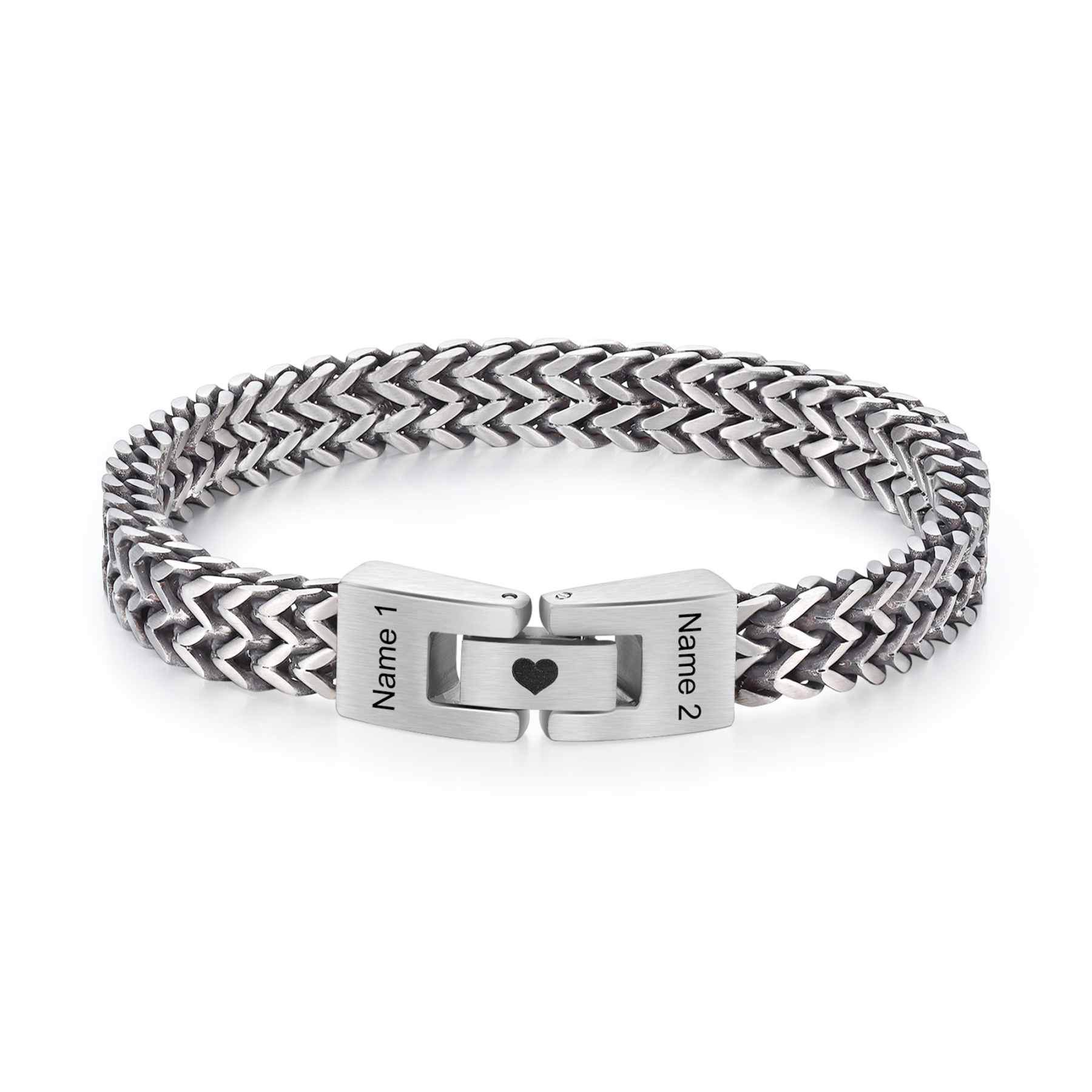 Personalisiertes Herren-Armband mit kubanischer Gliederkette aus Edelstahl mit Namen