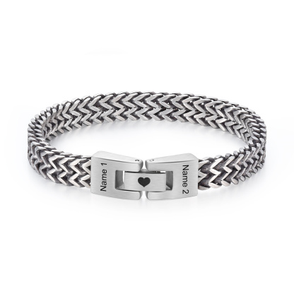 Personalisiertes Herren-Armband mit kubanischer Gliederkette aus Edelstahl mit Namen
