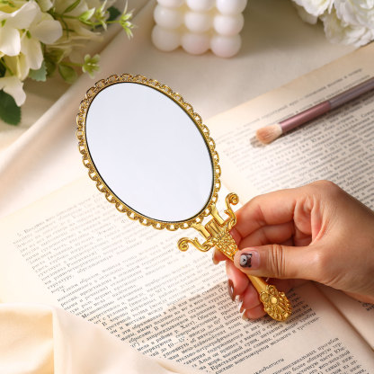 Personalisiertes Foto Goldener Kosmetikspiegel mit 180° Faltfunktion