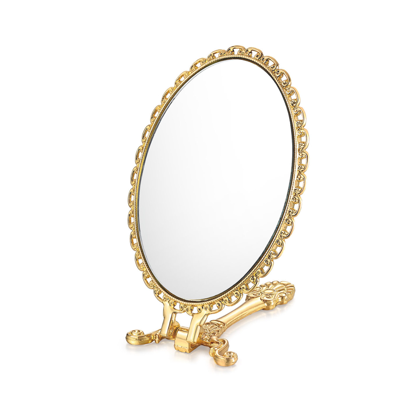Personalisiertes Foto Goldener Kosmetikspiegel mit 180° Faltfunktion