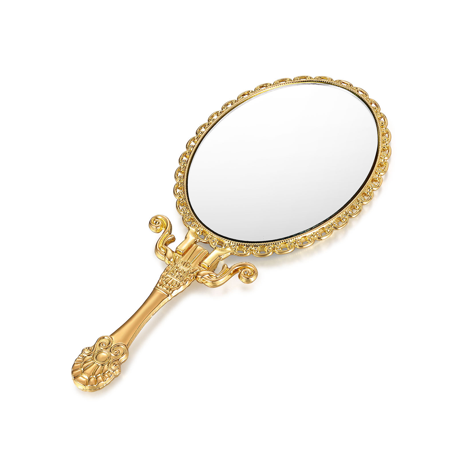 Personalisiertes Foto Goldener Kosmetikspiegel mit 180° Faltfunktion