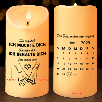 Personalisierte LED-Kerze mit Kalender & Namen
