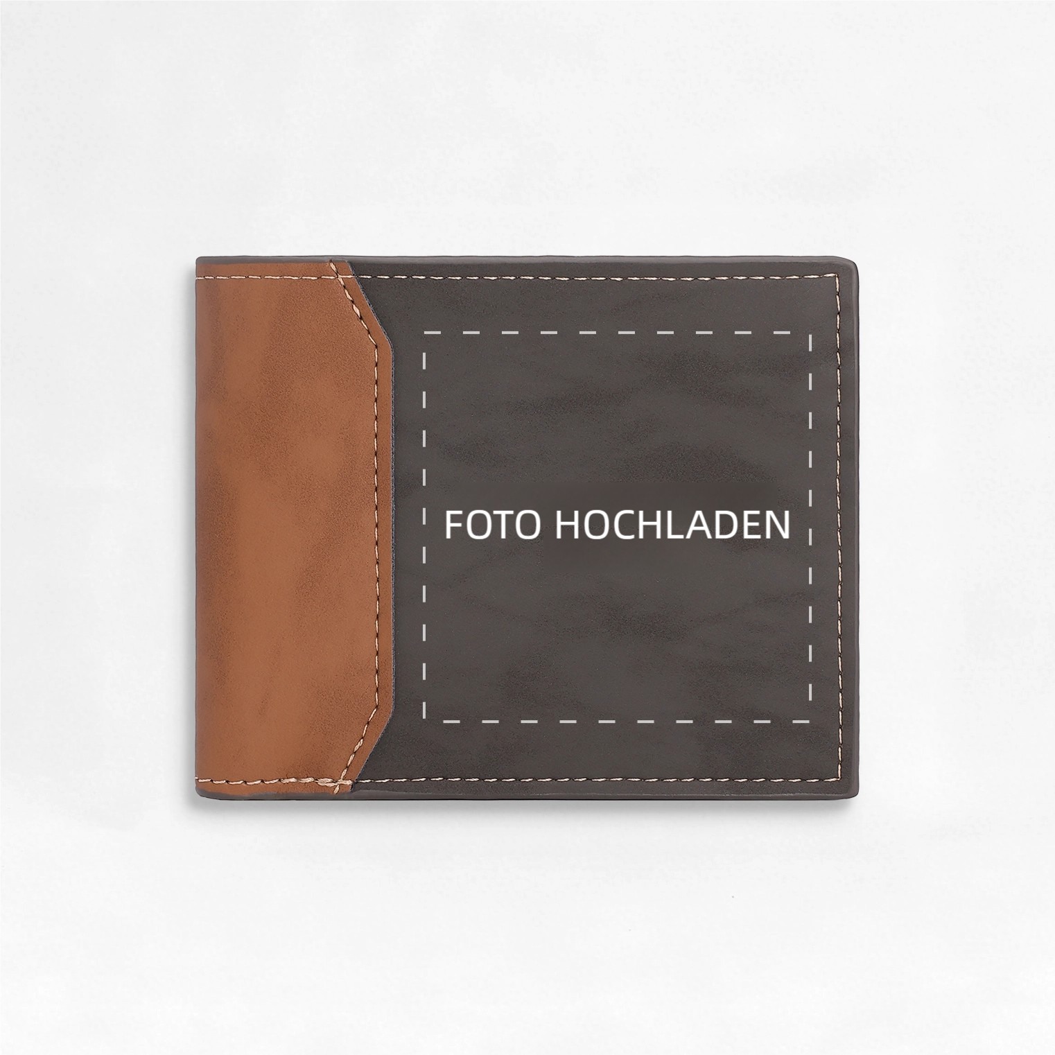 Personalisierte Herren‑Geldbörse mit Foto‑Gravur oder Monogramm zweifarbiges PU‑Leder