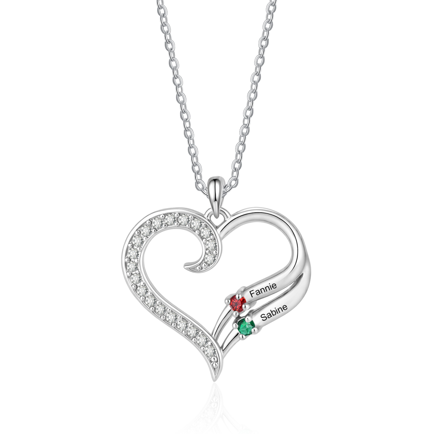 Personalisierte Herz-Halskette mit Geburtssteinen gestaltet mit 2–4 Familiennamen und steinen, Muttertags- und Jahrestagsgeschenk für Mama, Oma, Ehefrau | Kettenmachen