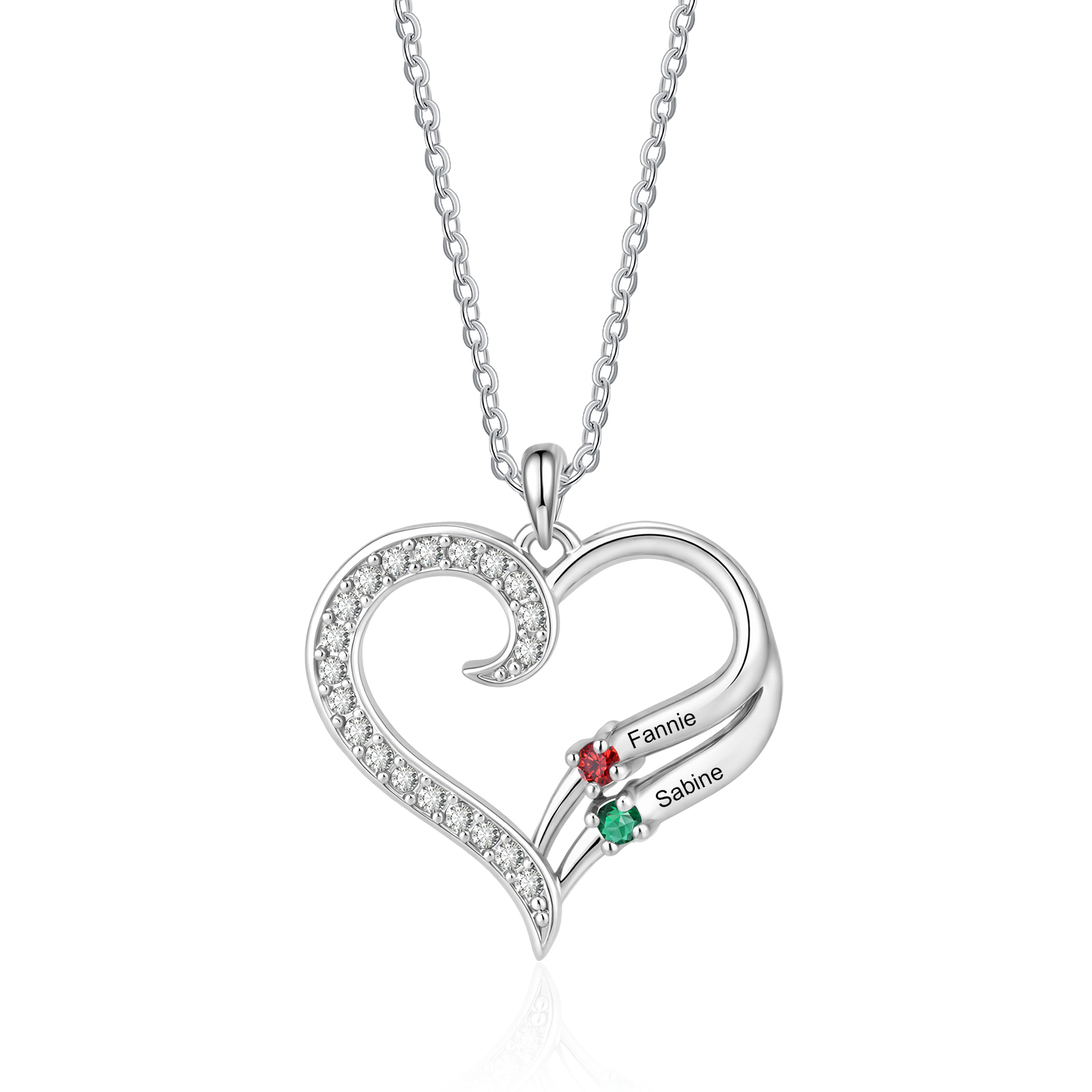Personalisierte Herz-Halskette mit Geburtssteinen gestaltet mit 2–4 Familiennamen und steinen, Muttertags- und Jahrestagsgeschenk für Mama, Oma, Ehefrau | Kettenmachen