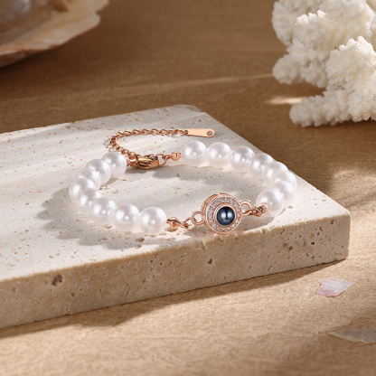 Personalisiertes Perlenarmband mit Fotoprojektion für Paare——drei Ausführungen