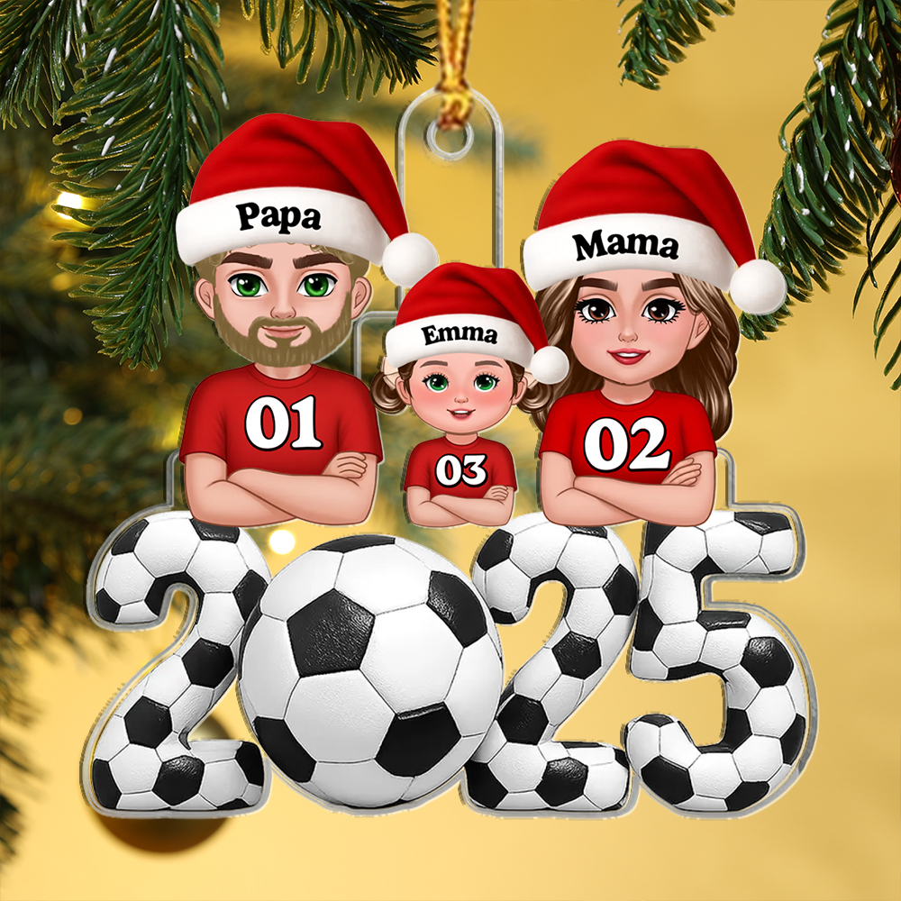 Personalised Family Football Christmas Ornament 2025