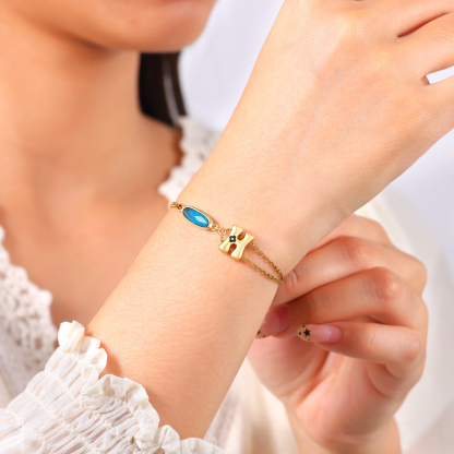 Personalisierbares elegantes - Armband mit Geburtsstein & Wunschinitial für Damen