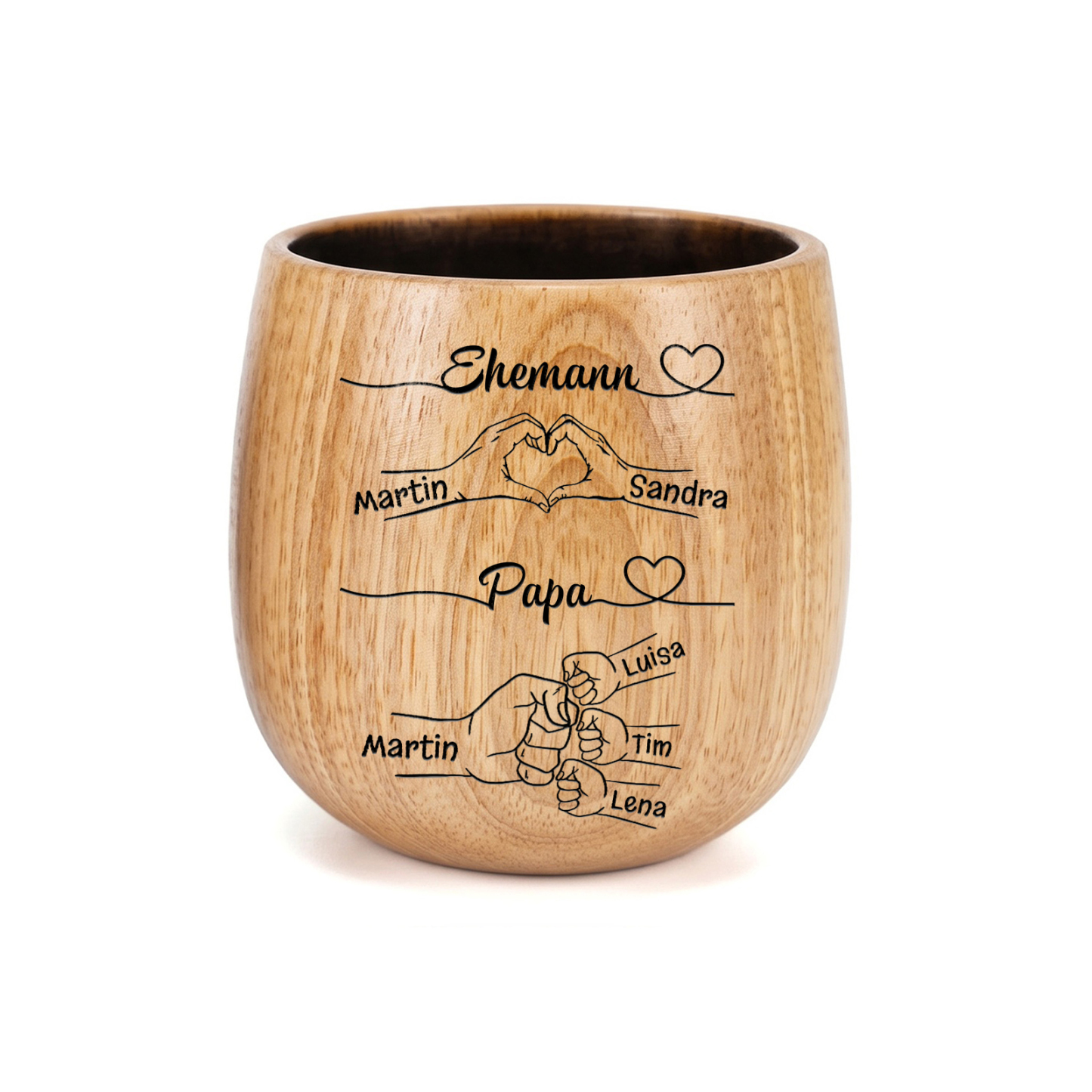 Personalisierter Whiskybecher aus Holz mit Namen und Initialen Geschenk für Ehemann oder Papa