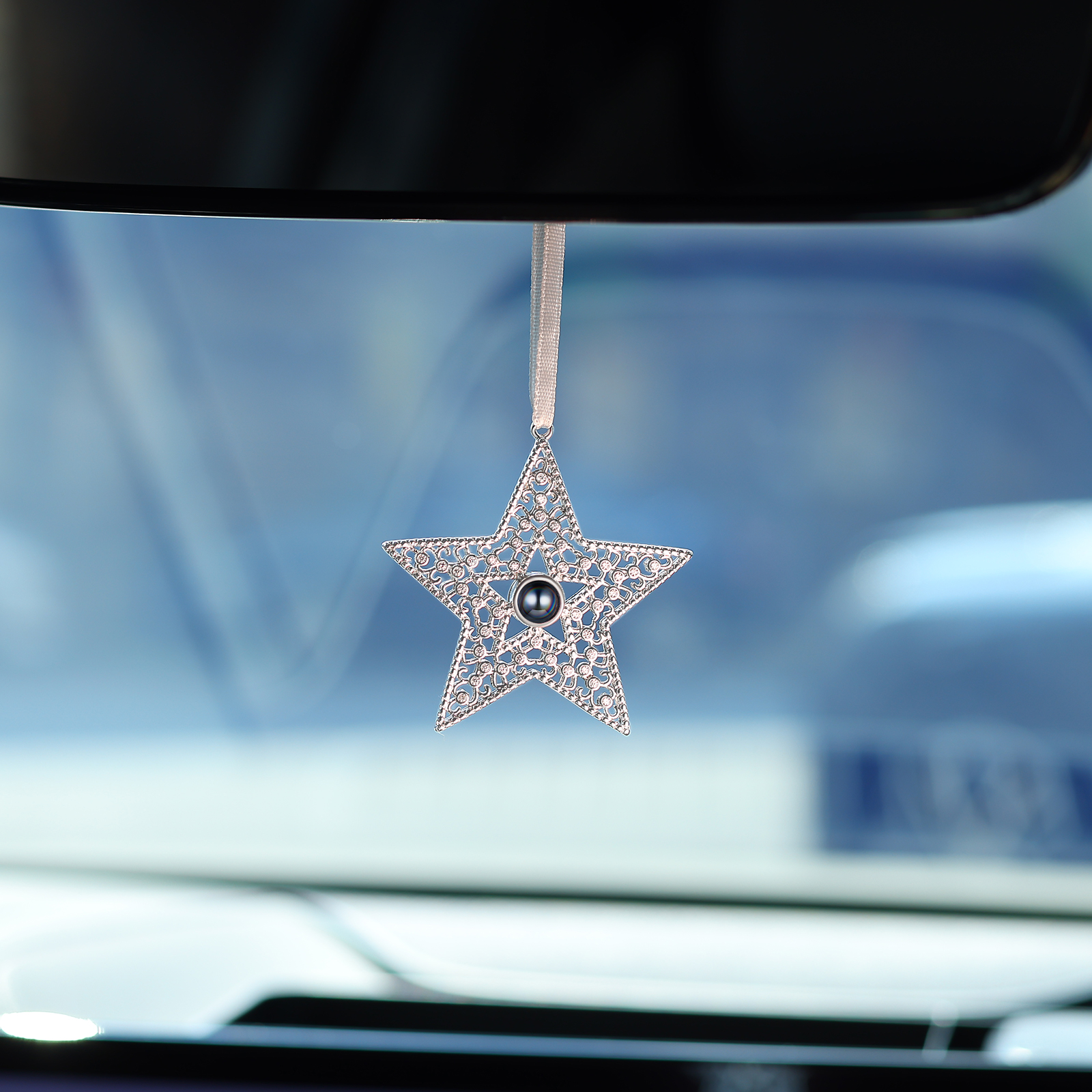 Personalisierter filigraner Sternanhänger mit Fotoprojektion zu Weihnachten, Christbaumanhänger, Weihnachtsanhänger, Ornament