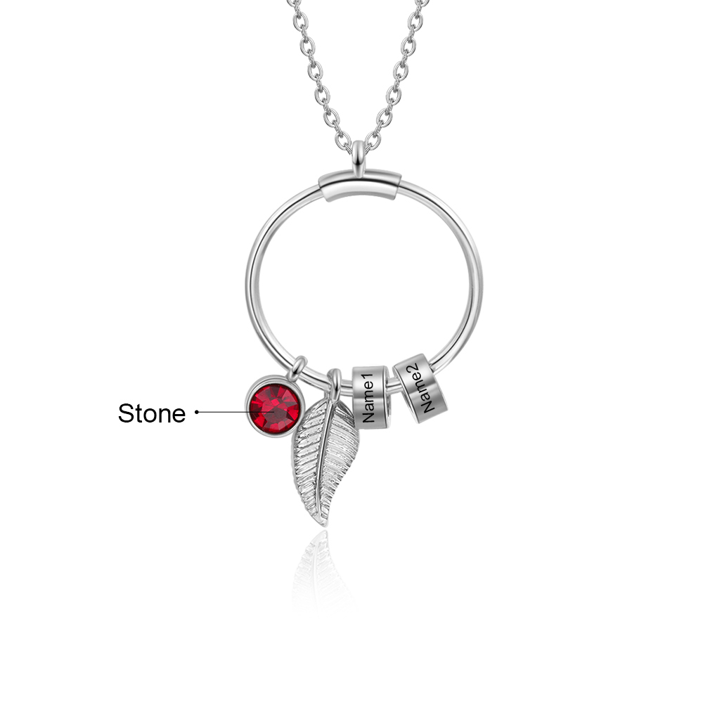 Personalisierte 2 Namen Edelstahl-Halskette & 2 Namen & Geburtsstein Edelstahl-Halskette – 2 Halsketten & Nachrichtenkarte Geschenkbox Set für Paar
