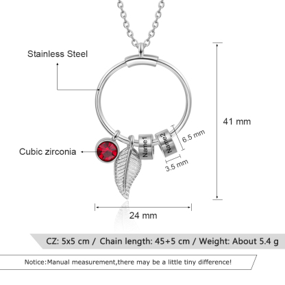 Personalisierte 2 Namen Edelstahl-Halskette & 2 Namen & Geburtsstein Edelstahl-Halskette – 2 Halsketten & Nachrichtenkarte Geschenkbox Set für Paar