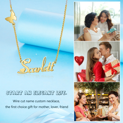 1 Namensgravuren Halskette mit Schmetterling  Geschenk
