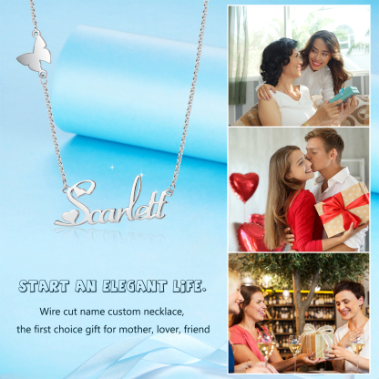 1 Namensgravuren Halskette mit Schmetterling  Geschenk