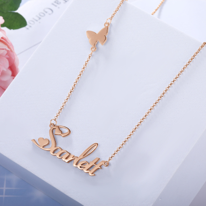 1 Namensgravuren Halskette mit Schmetterling  Geschenk