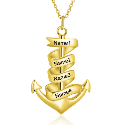 925 Sterling Silber Personalisierte 2-4 Namen Anker Halskette