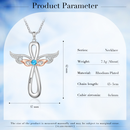 Gravur 1 Name & Geburtsstein Kommunion Kreuz Flügel Halskette- An meine wunderbare Tochter- Geschenk mit Nachrichtenkarte