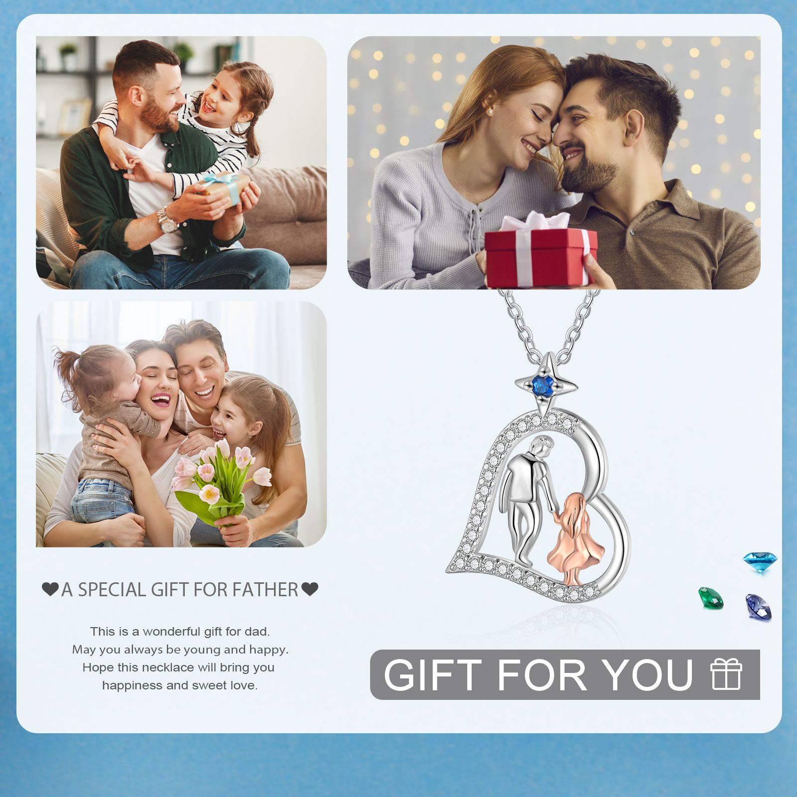 Personalisierte Herz-Halskette für Tochter von Vater mit Gravur