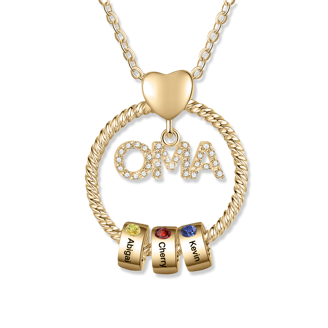 Personalisierte 1-5 Namen Gravur OMA Halskette mit 1-5 Geburtsstein